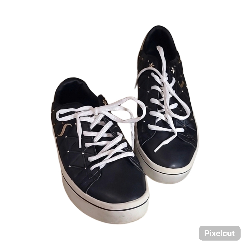 Skechers Street Los Angeles Black Sneakers Gold Rivets Scattered